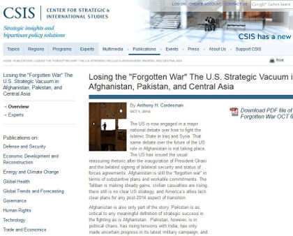 CSIS - Losing the "Forgotten War" The U.S. Strategic Vacuum in Afghanistan, Pakistan, and Central Asia