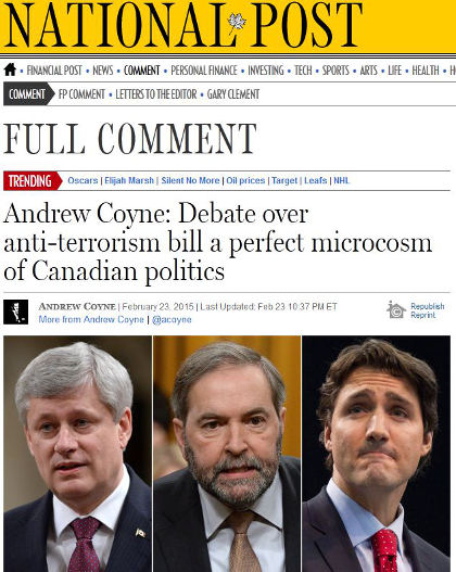 Political debate over proposed Canadian Anti-Terrorism Act, Bill C-51