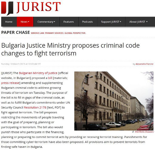 Bulgarian government proposes changes to laws to better deal with the threats of terrorism