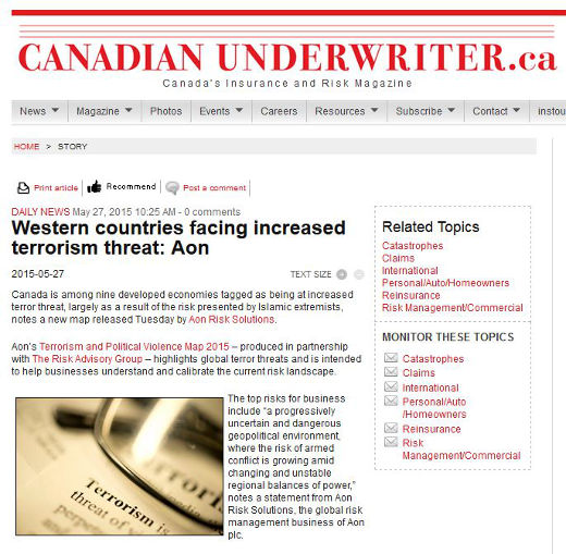 Increased terrorism risk in Canada